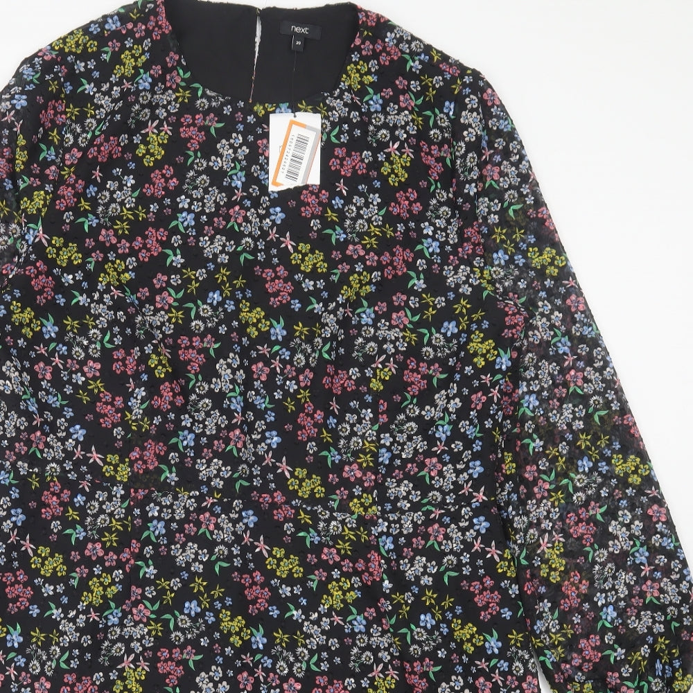 NEXT Womens Multicoloured Floral Polyester A-Line  Size 20  Crew Neck Button
