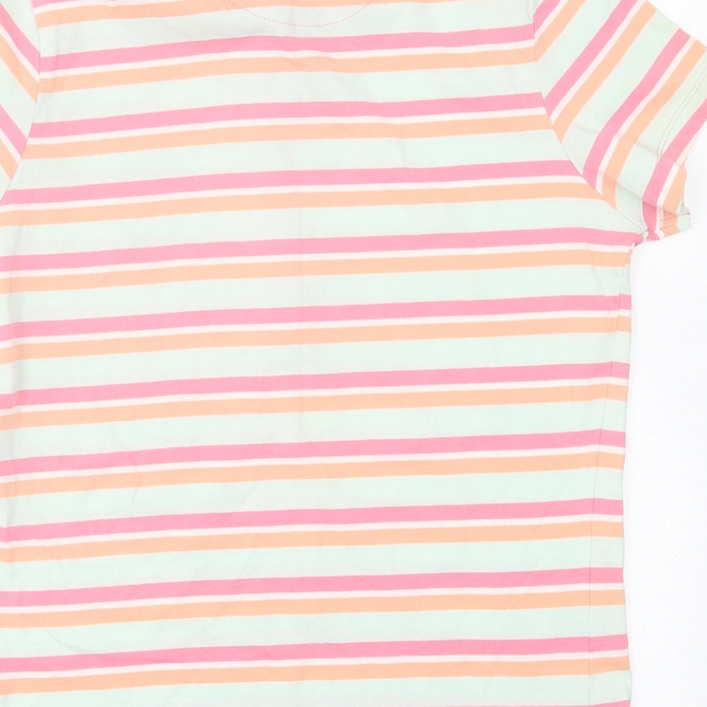 BackSwing Womens Multicoloured Striped Cotton Basic Polo Size L Collared