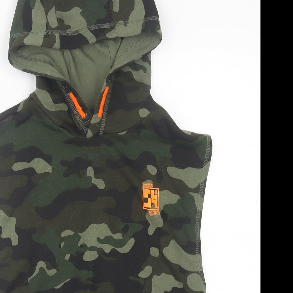 F&F Boys Green Camouflage Cotton Pullover Hoodie Size 9-10 Years  Pullover