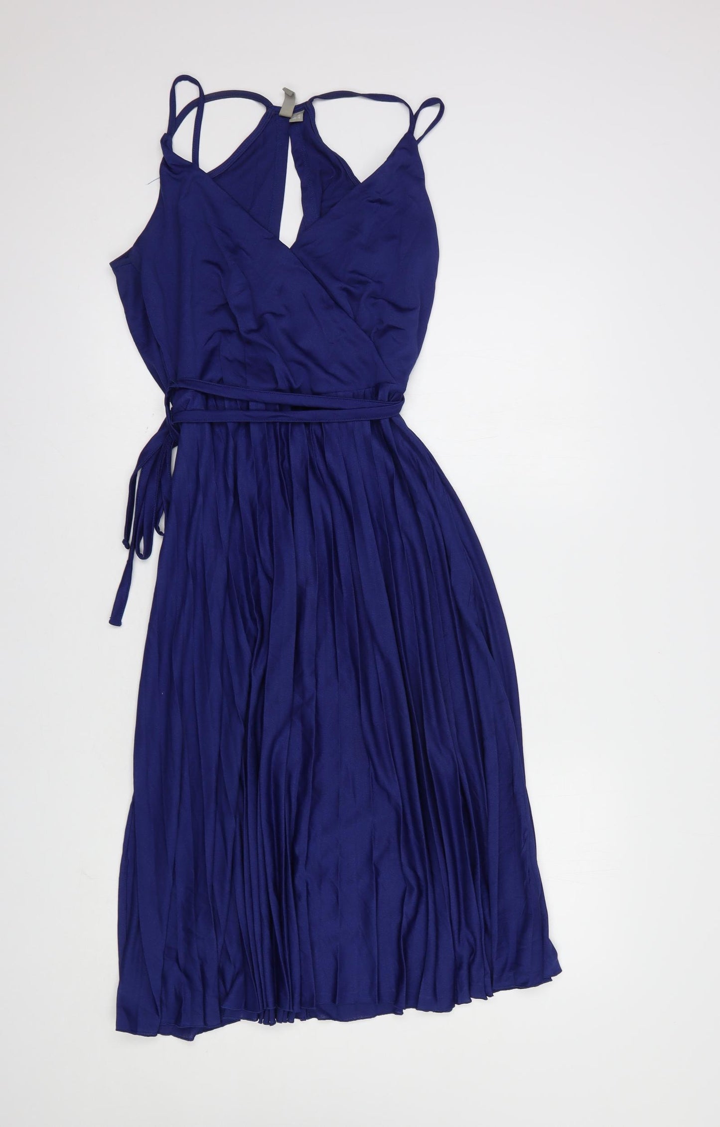 ASOS Womens Blue  Polyester Slip Dress  Size 10  V-Neck Tie