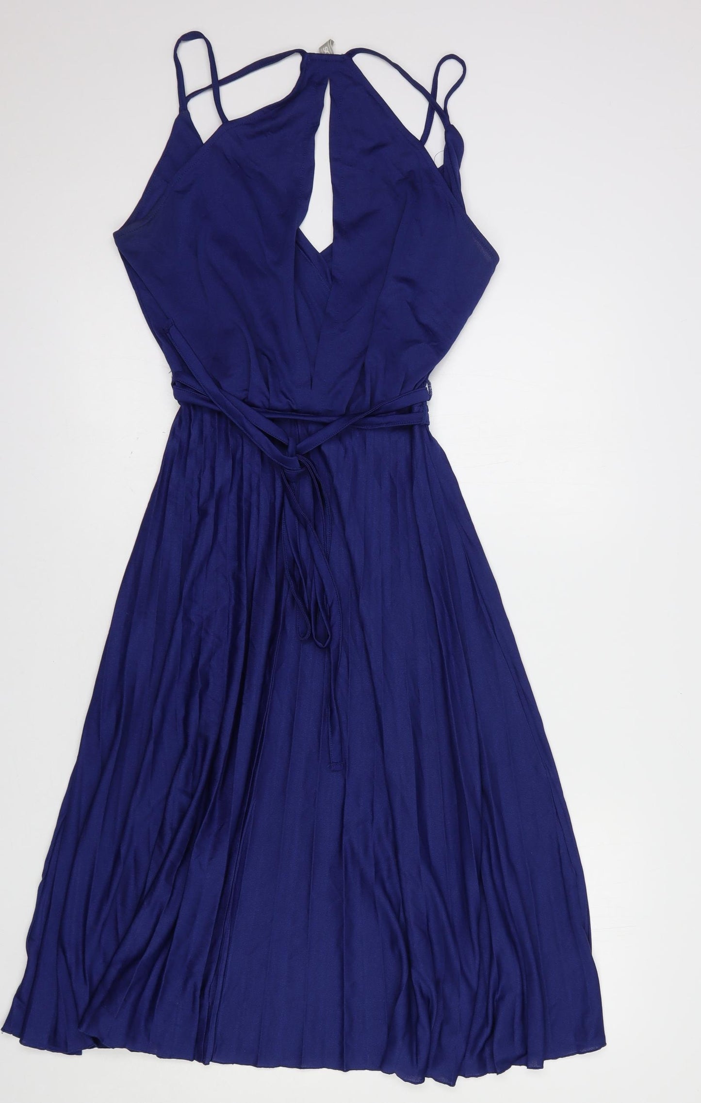 ASOS Womens Blue  Polyester Slip Dress  Size 10  V-Neck Tie