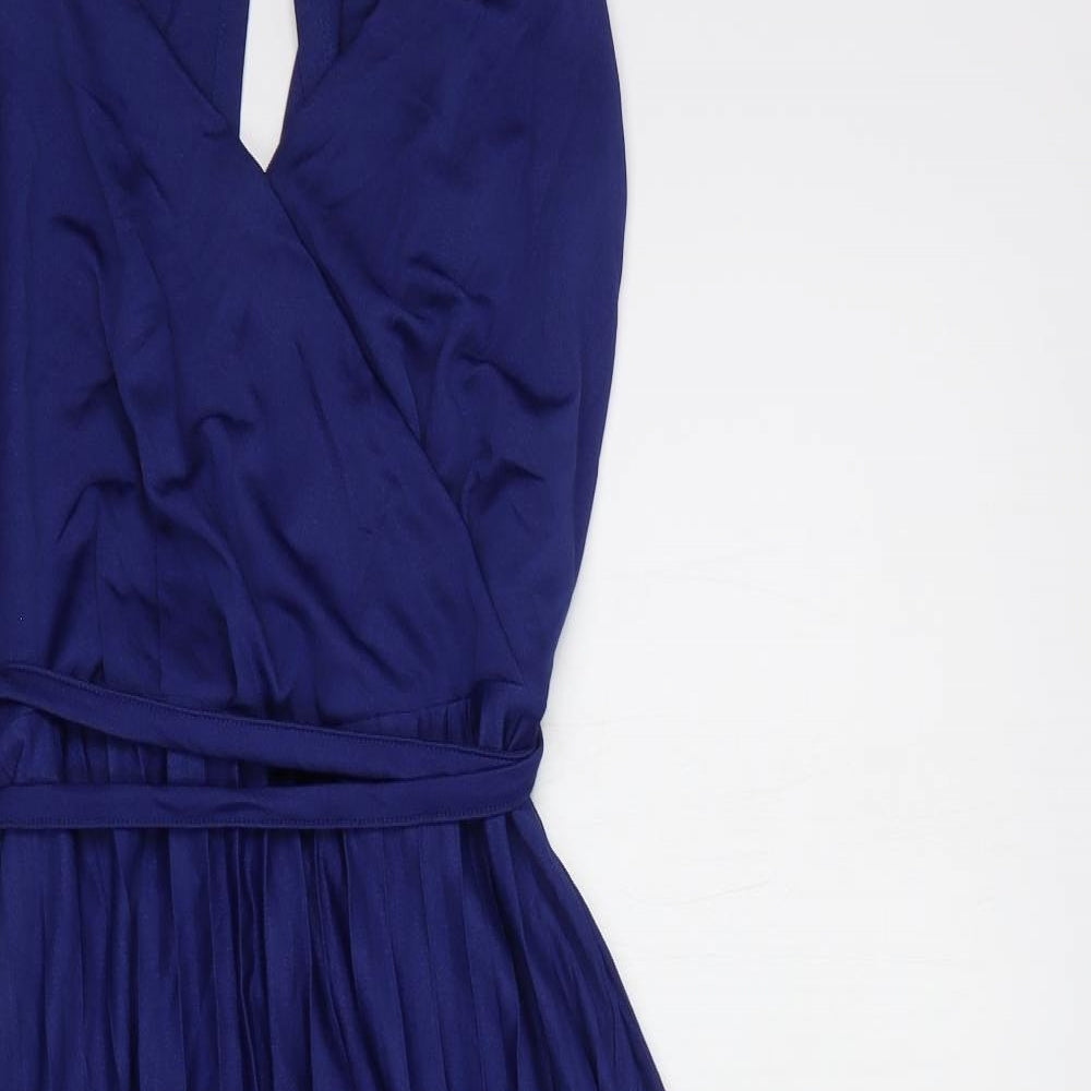 ASOS Womens Blue  Polyester Slip Dress  Size 10  V-Neck Tie