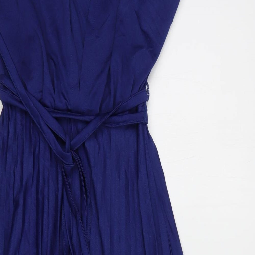 ASOS Womens Blue  Polyester Slip Dress  Size 10  V-Neck Tie