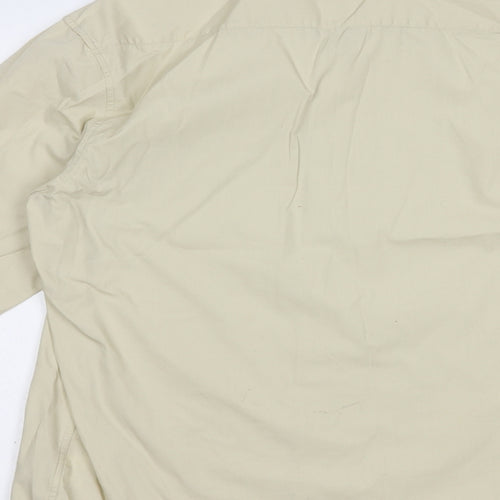 Soviet Mens Beige  Cotton  Button-Up Size M Collared Button