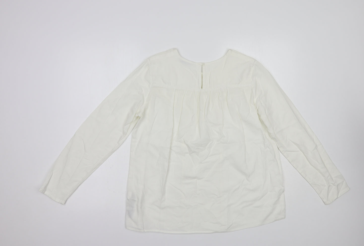 Marks and Spencer Womens White  Cotton Basic Blouse Size 12 Crew Neck