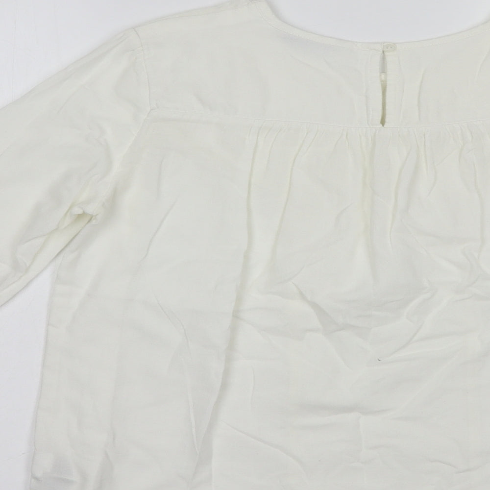 Marks and Spencer Womens White  Cotton Basic Blouse Size 12 Crew Neck
