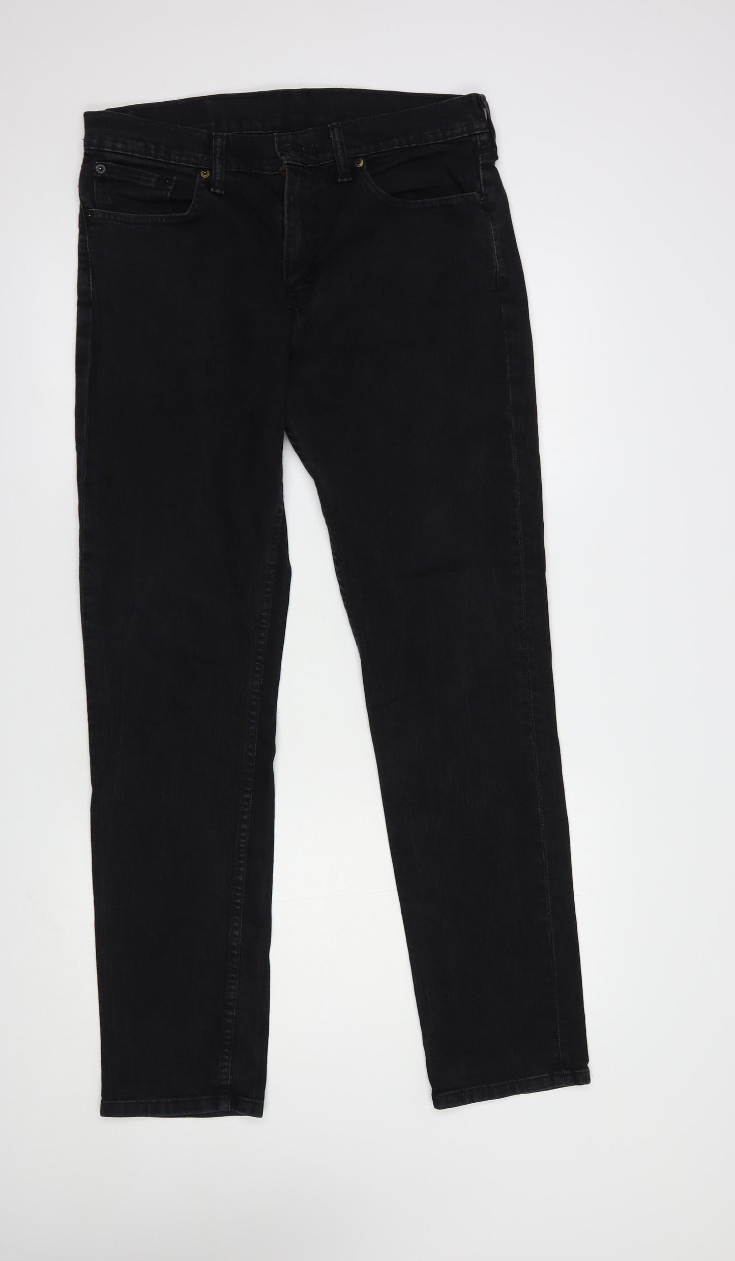 Levi's Mens Black  Cotton Straight Jeans Size 32 in L32 in Regular Button - Levi's 511