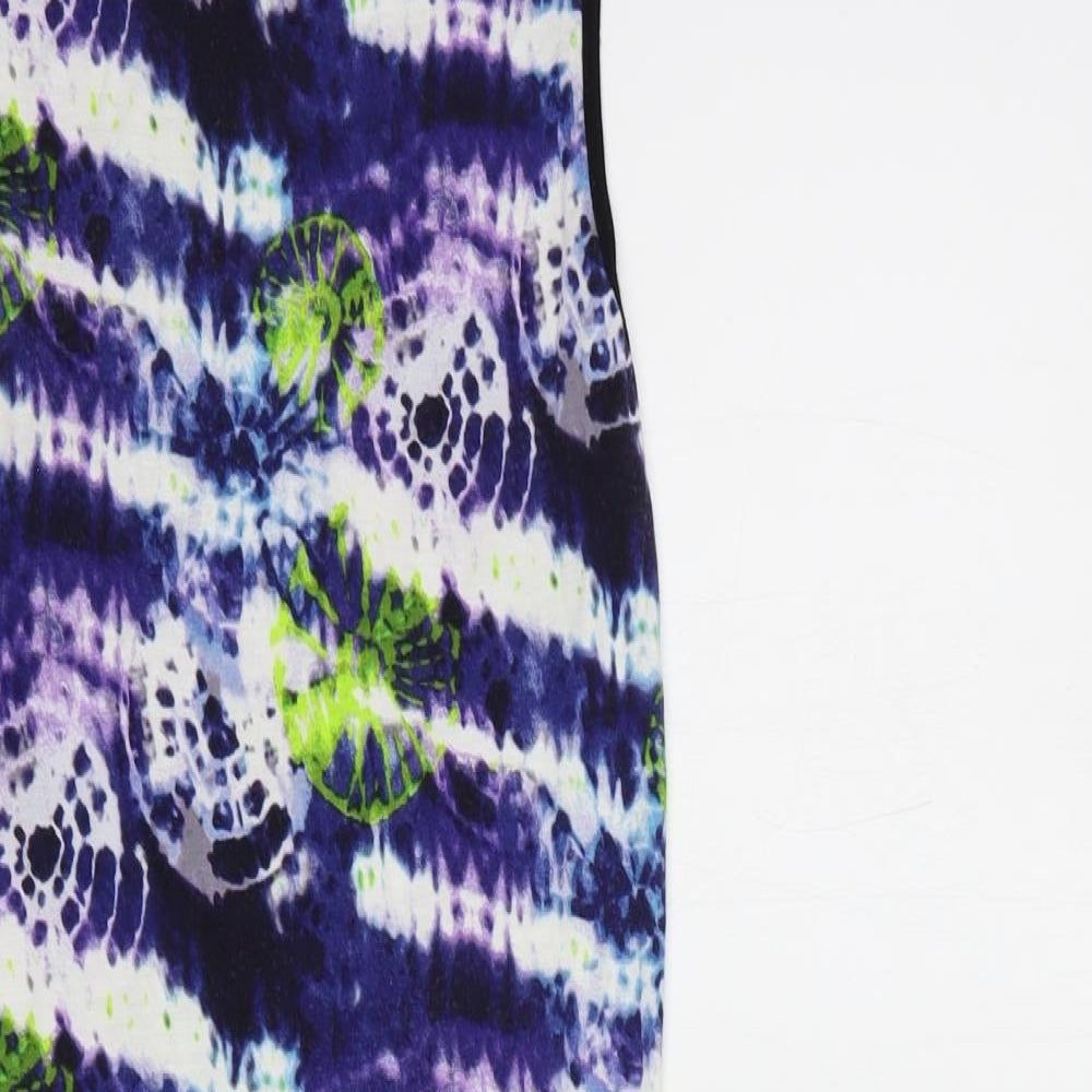 Topshop Womens Purple Geometric Viscose Tank Dress  Size 8  Crew Neck Pullover