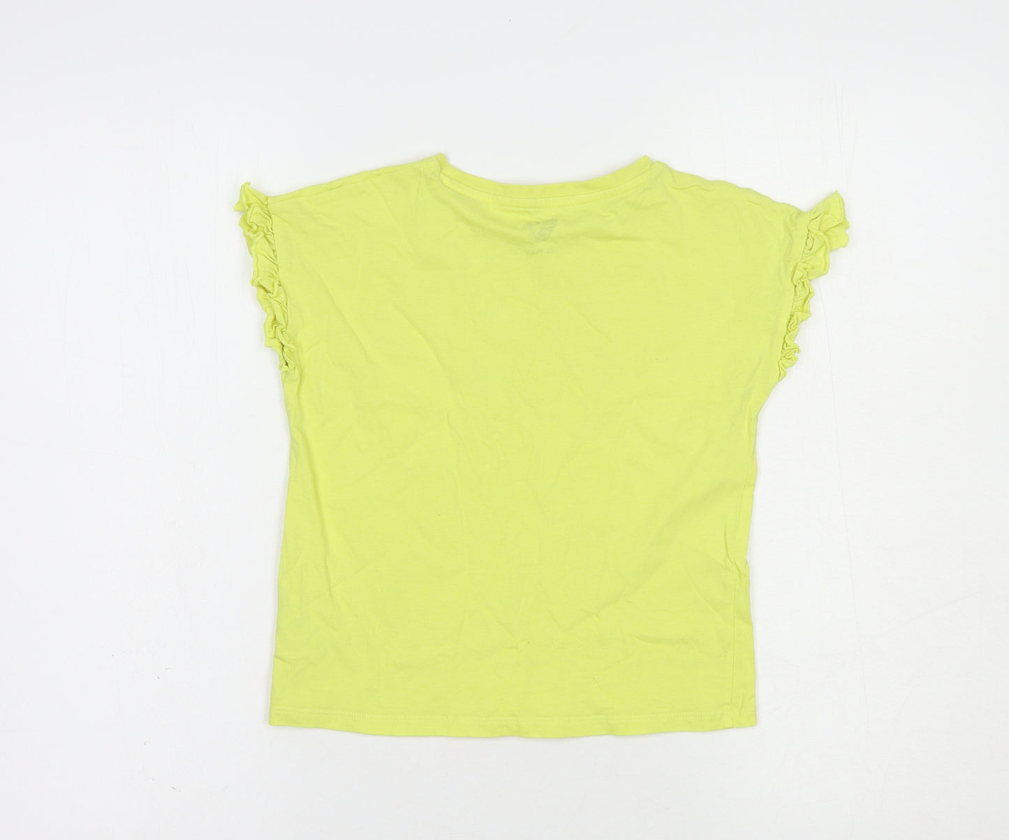 Very Girls Yellow  Cotton Basic T-Shirt Size 9 Years Crew Neck Pullover