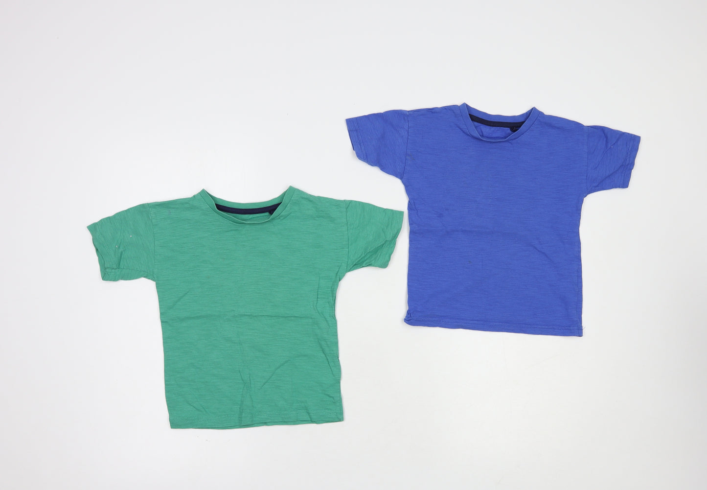 George Boys Blue  Cotton Basic T-Shirt Size 3-4 Years Crew Neck Pullover - Set of 2