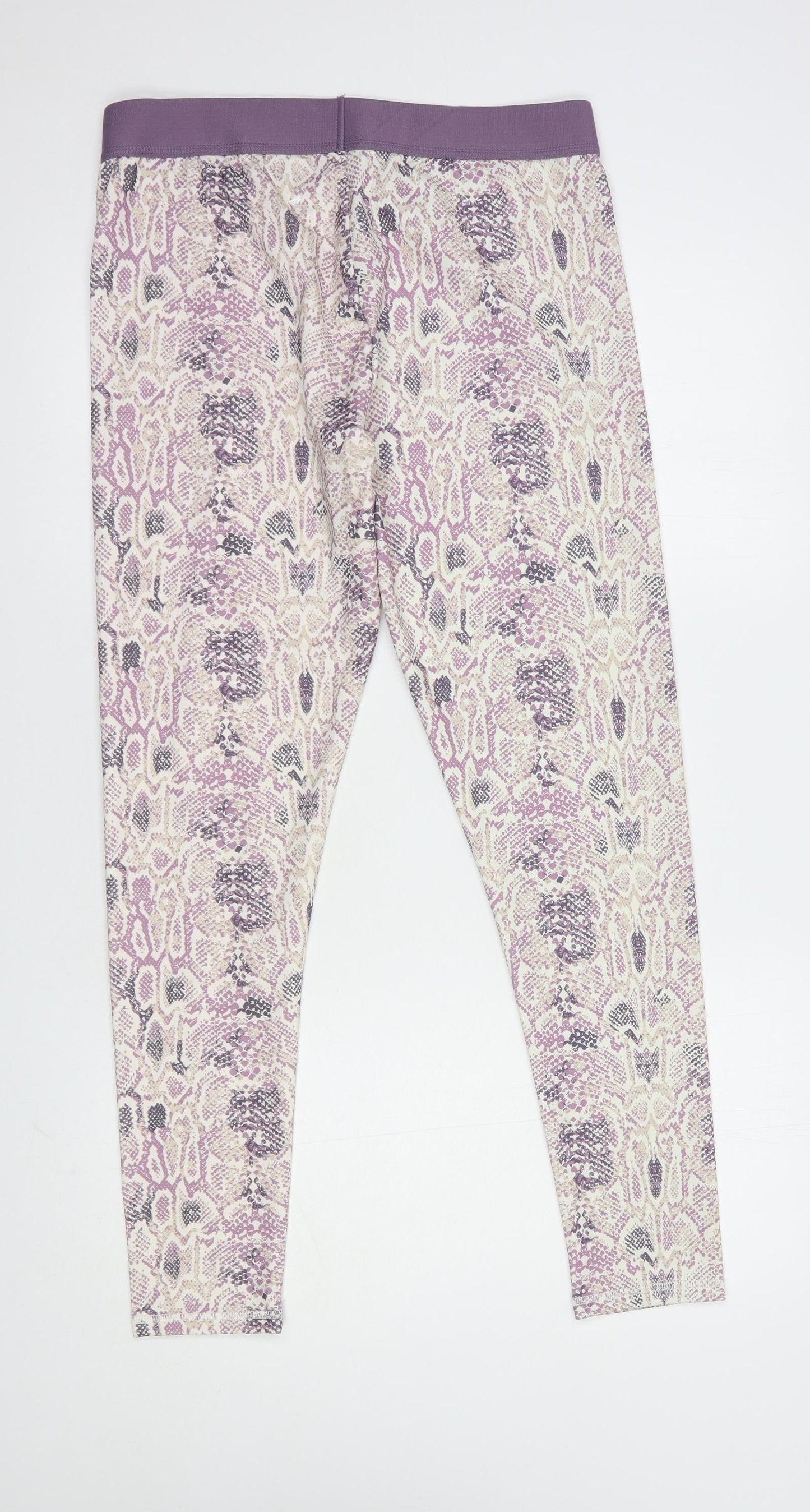 Primark Womens Purple Animal Print Polyester Compression Leggings Size 12 L29 in Regular