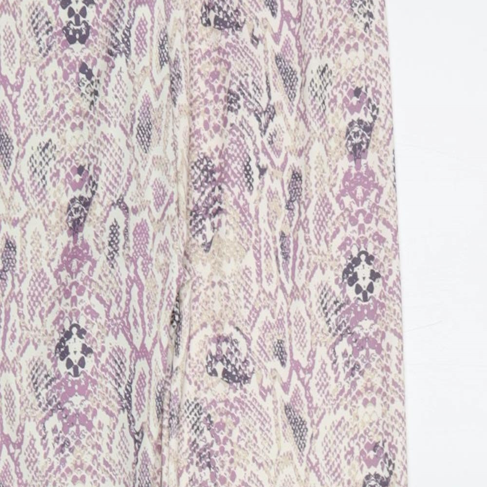 Primark Womens Purple Animal Print Polyester Compression Leggings Size 12 L29 in Regular