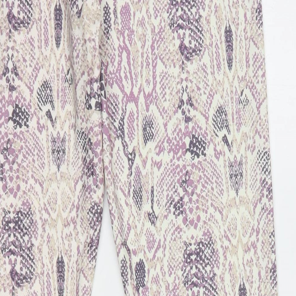 Primark Womens Purple Animal Print Polyester Compression Leggings Size 12 L29 in Regular