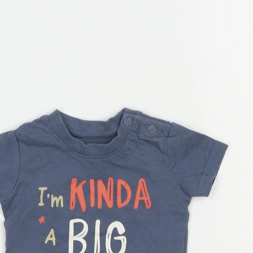 Primark Baby Blue  Cotton Basic T-Shirt Size 0-3 Months Crew Neck Snap - Big Deal