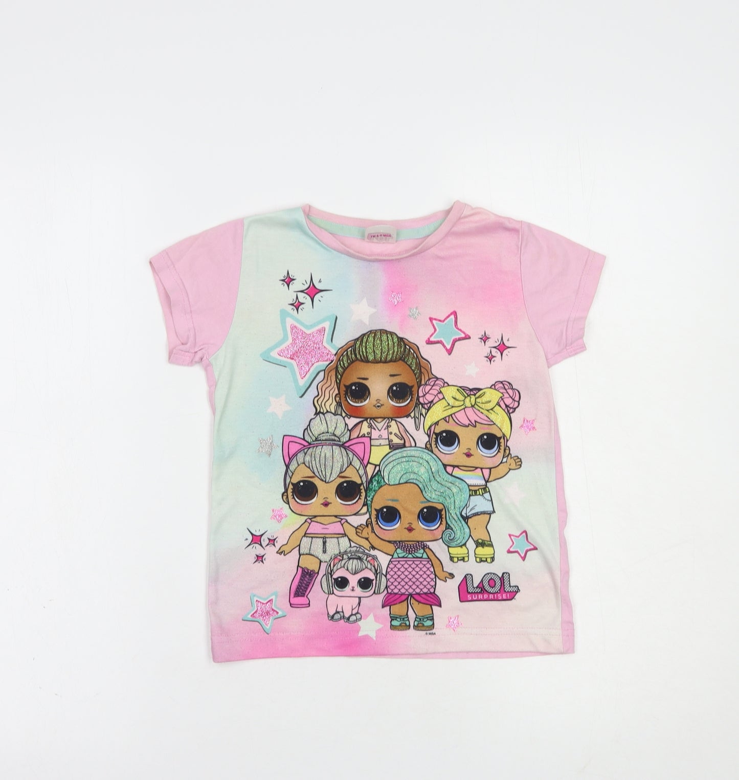Matalan Girls Pink  Polyester Pullover T-Shirt Size 6 Years Crew Neck Pullover - LOL Surprise