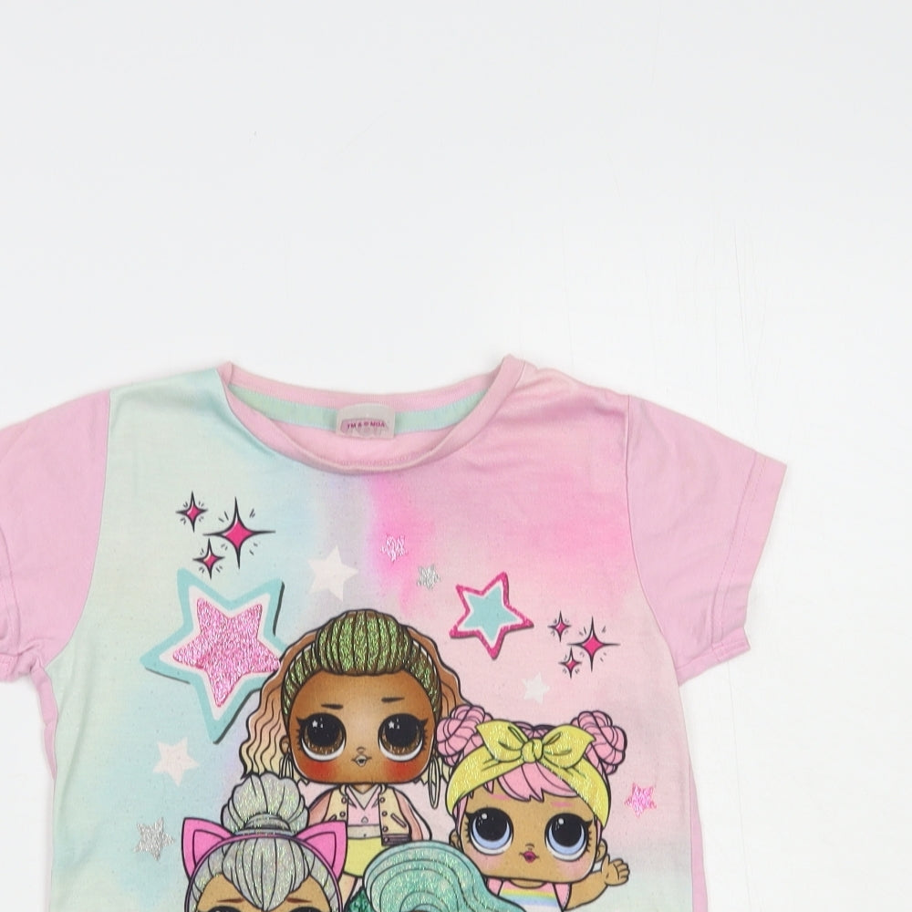Matalan Girls Pink  Polyester Pullover T-Shirt Size 6 Years Crew Neck Pullover - LOL Surprise