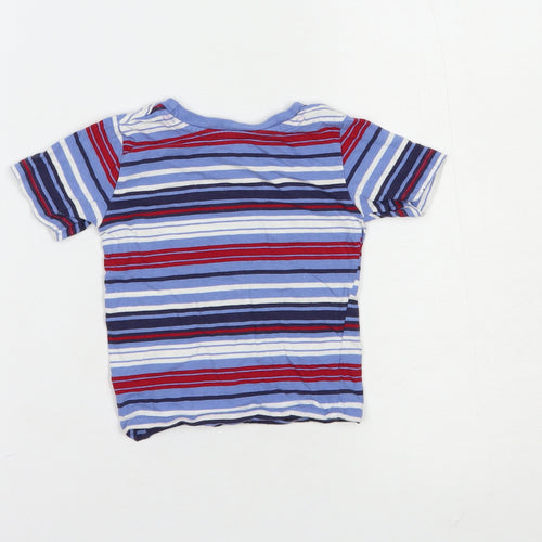 Primark Baby Blue Striped Cotton Basic T-Shirt Size 12 Months Crew Neck Pullover