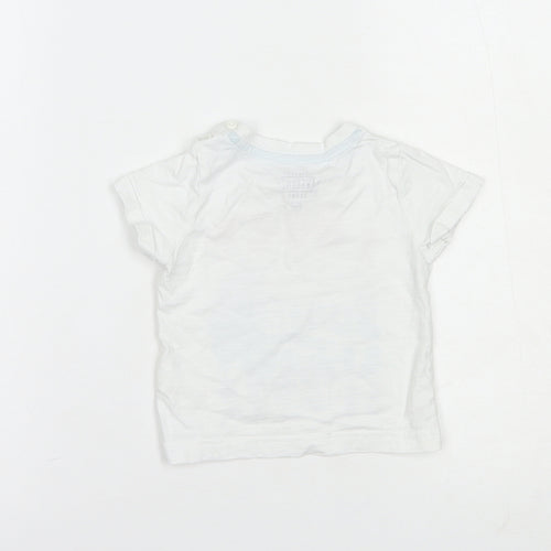 F&F Baby White  Cotton Basic T-Shirt Size 6-9 Months Crew Neck Button - Need Summer
