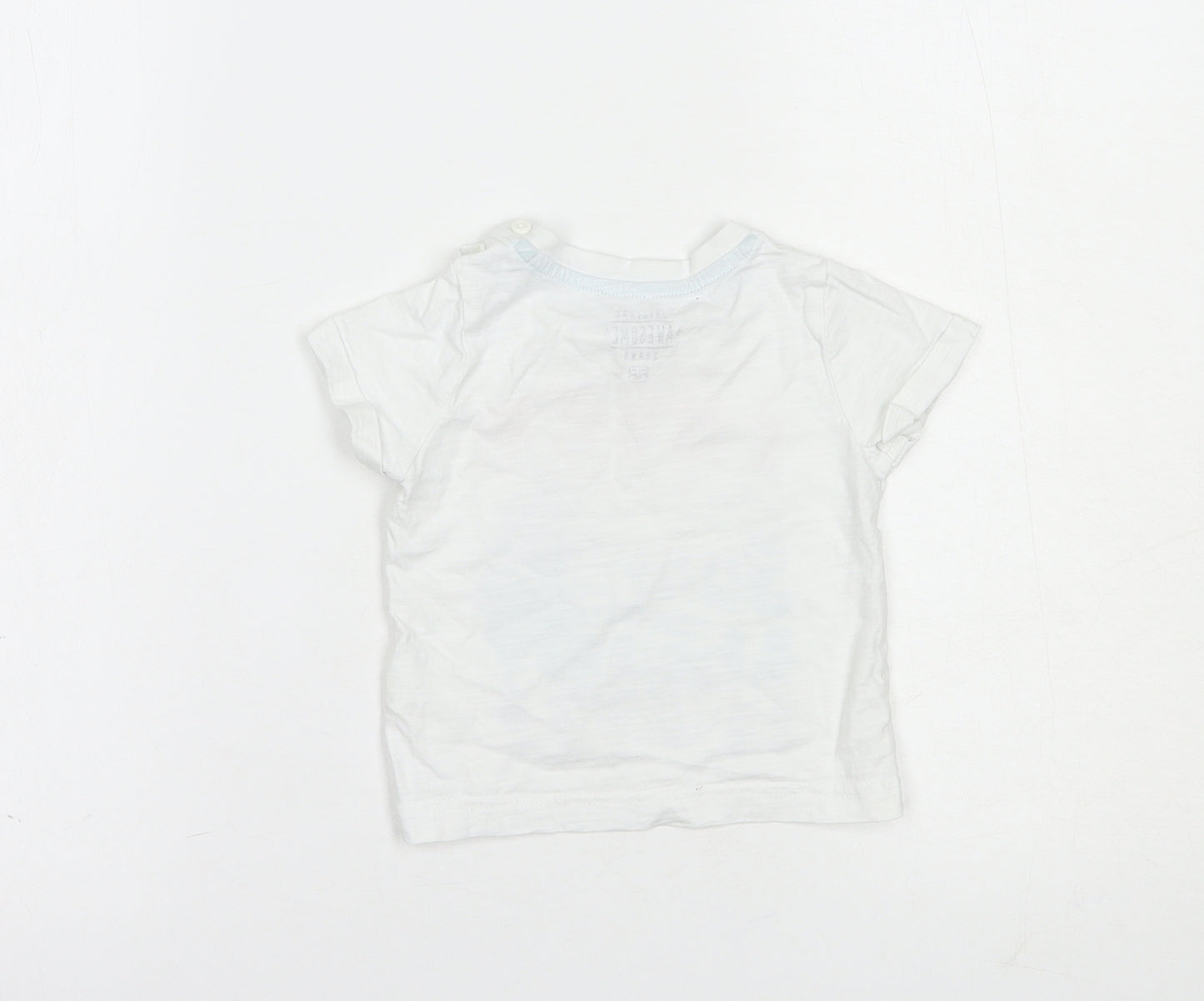 F&F Baby White  Cotton Basic T-Shirt Size 6-9 Months Crew Neck Button - Need Summer