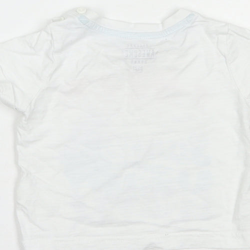 F&F Baby White  Cotton Basic T-Shirt Size 6-9 Months Crew Neck Button - Need Summer
