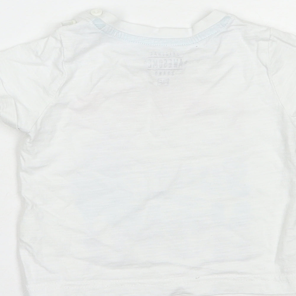 F&F Baby White  Cotton Basic T-Shirt Size 6-9 Months Crew Neck Button - Need Summer