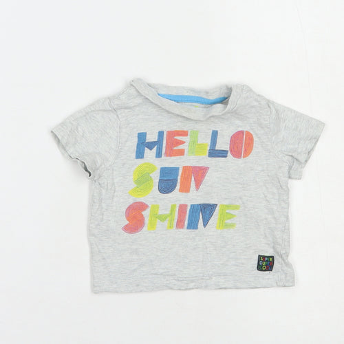 F&F Baby Grey  Cotton Basic T-Shirt Size 6-9 Months Crew Neck Snap - Hello