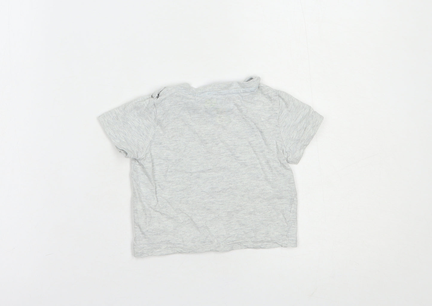 F&F Baby Grey  Cotton Basic T-Shirt Size 6-9 Months Crew Neck Snap - Hello