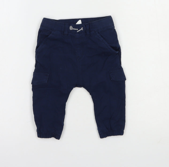 H&M Baby Blue  Polyester Cargo Trousers Size 6-9 Months  Drawstring