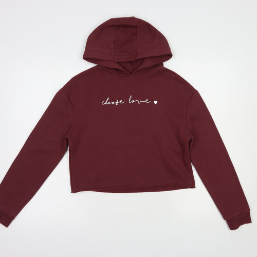 Miss E-vie Girls Red  Cotton Pullover Hoodie Size 11-12 Years  Pullover - Choose Love