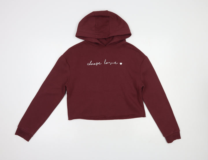 Miss E-vie Girls Red Cotton Pullover Hoodie Size 11-12 Years Pullover - Choose Love