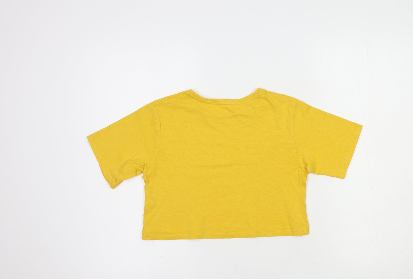 Matalan Girls Yellow  Cotton Basic T-Shirt Size 9 Years Crew Neck Pullover