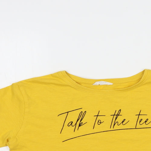 Matalan Girls Yellow  Cotton Basic T-Shirt Size 9 Years Crew Neck Pullover