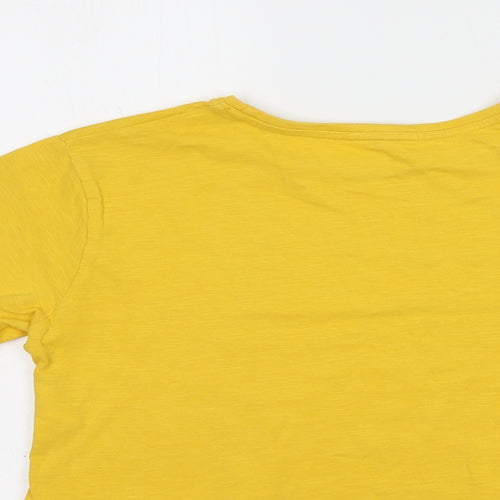 Matalan Girls Yellow  Cotton Basic T-Shirt Size 9 Years Crew Neck Pullover