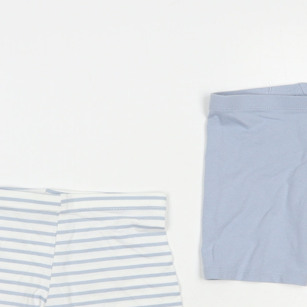 F&F Girls Blue Striped Cotton Sweat Shorts Size 3-4 Years  Regular  - Set of 2