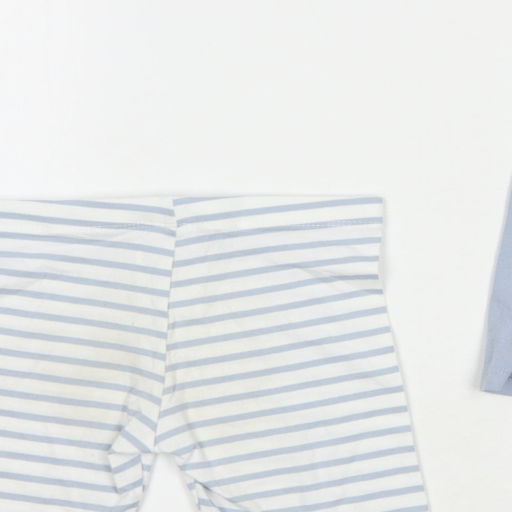 F&F Girls Blue Striped Cotton Sweat Shorts Size 3-4 Years  Regular  - Set of 2