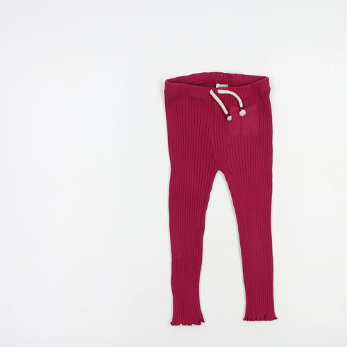 NEXT Girls Pink  Cotton Jogger Trousers Size 2-3 Years  Regular Drawstring - Leggings