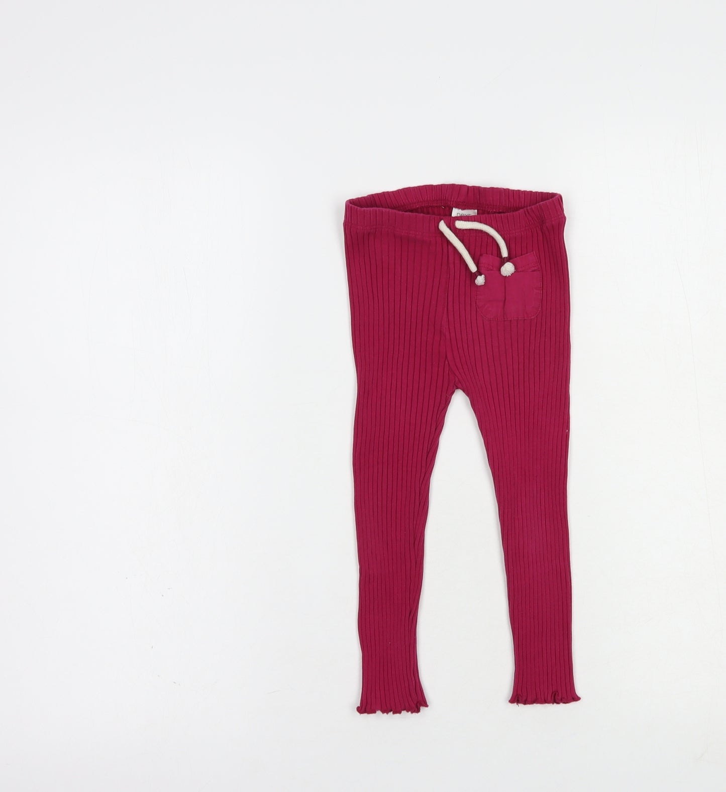 NEXT Girls Pink  Cotton Jogger Trousers Size 2-3 Years  Regular Drawstring - Leggings
