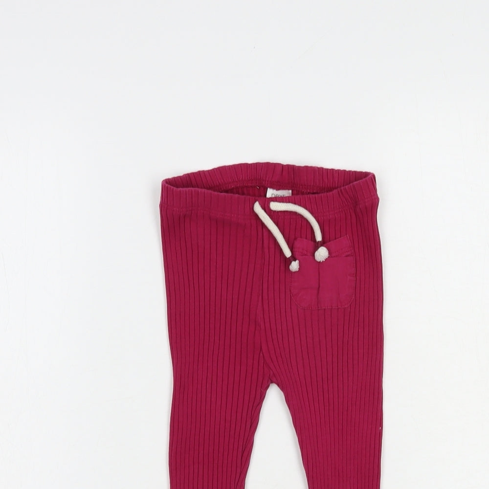 NEXT Girls Pink  Cotton Jogger Trousers Size 2-3 Years  Regular Drawstring - Leggings