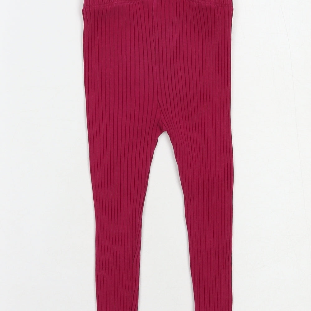 NEXT Girls Pink  Cotton Jogger Trousers Size 2-3 Years  Regular Drawstring - Leggings