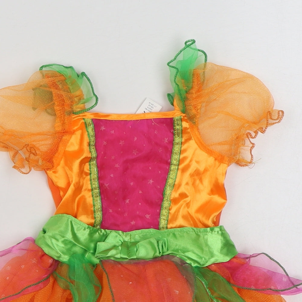 Preworn Girls Orange  Polyester Ball Gown  Size 2-3 Years  Square Neck Pullover - Pumpkin