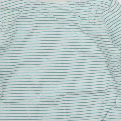 Dunnes Stores Baby Green Striped 100% Cotton Basic T-Shirt Size 0-3 Months Round Neck Pullover
