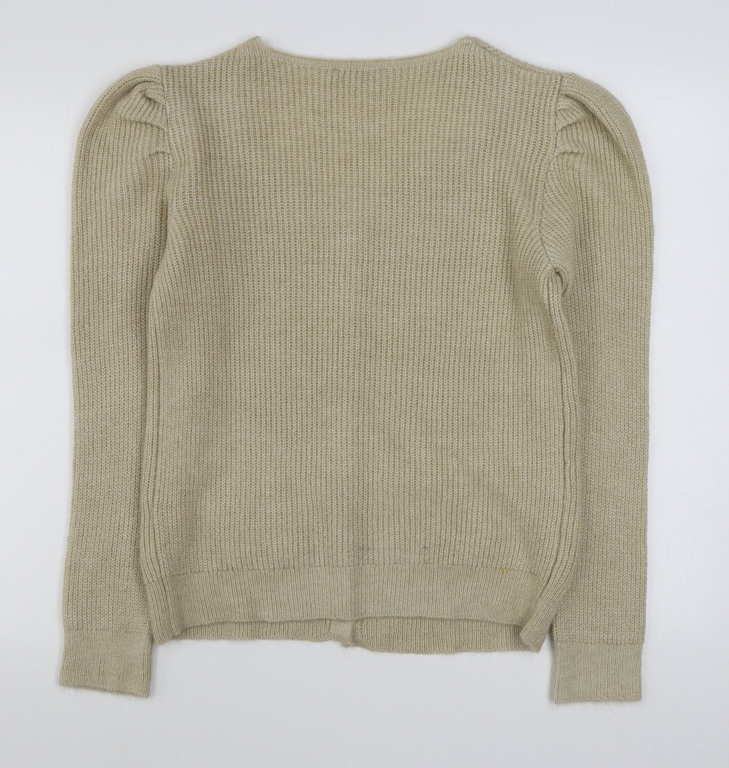 F&F Womens Beige V-Neck  Acrylic Cardigan Jumper Size 16