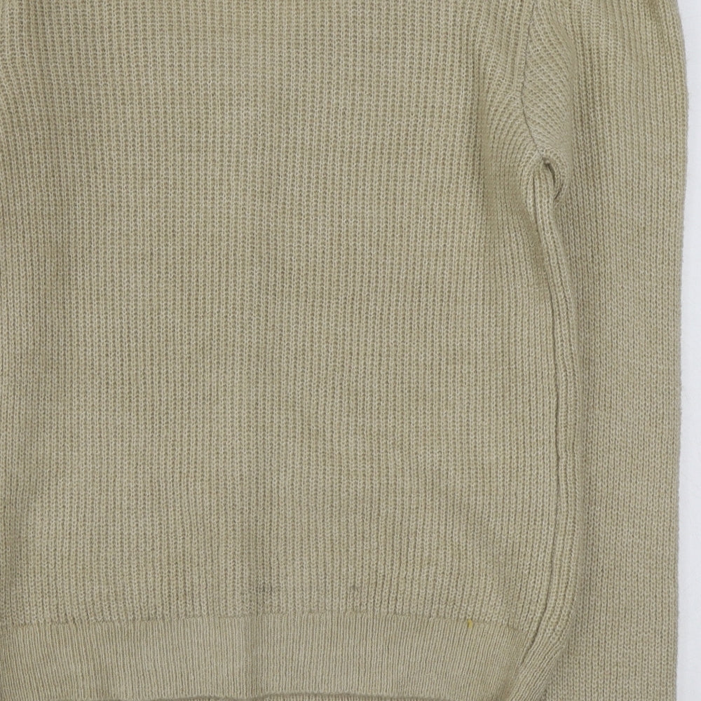 F&F Womens Beige V-Neck  Acrylic Cardigan Jumper Size 16