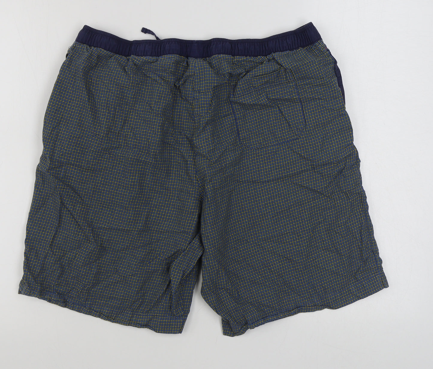 Tommy Hilfiger Mens Blue Plaid Cotton Sweat Shorts Size XL L8 in Regular Tie