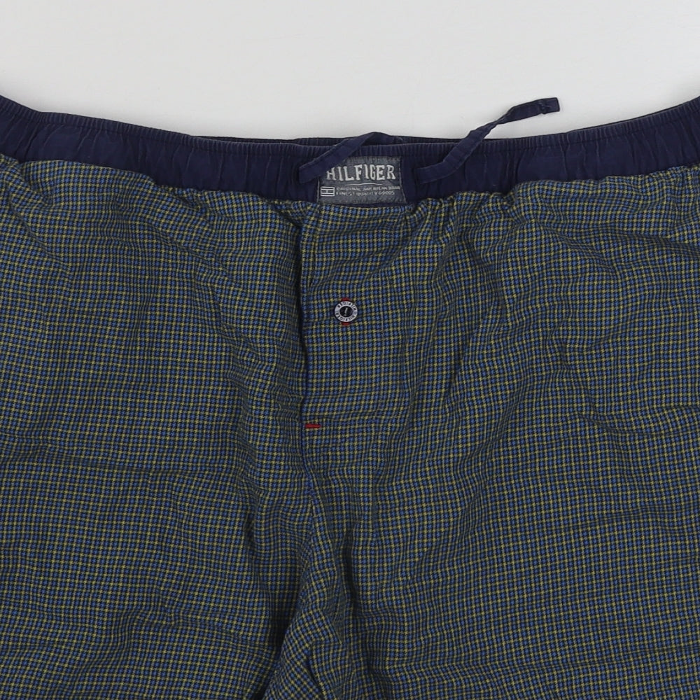 Tommy Hilfiger Mens Blue Plaid Cotton Sweat Shorts Size XL L8 in Regular Tie