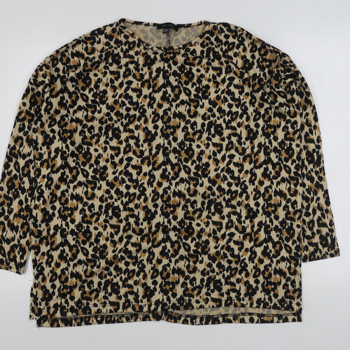 New Look Womens Brown Animal Print Polyester Pullover Sweatshirt Size M  Pullover