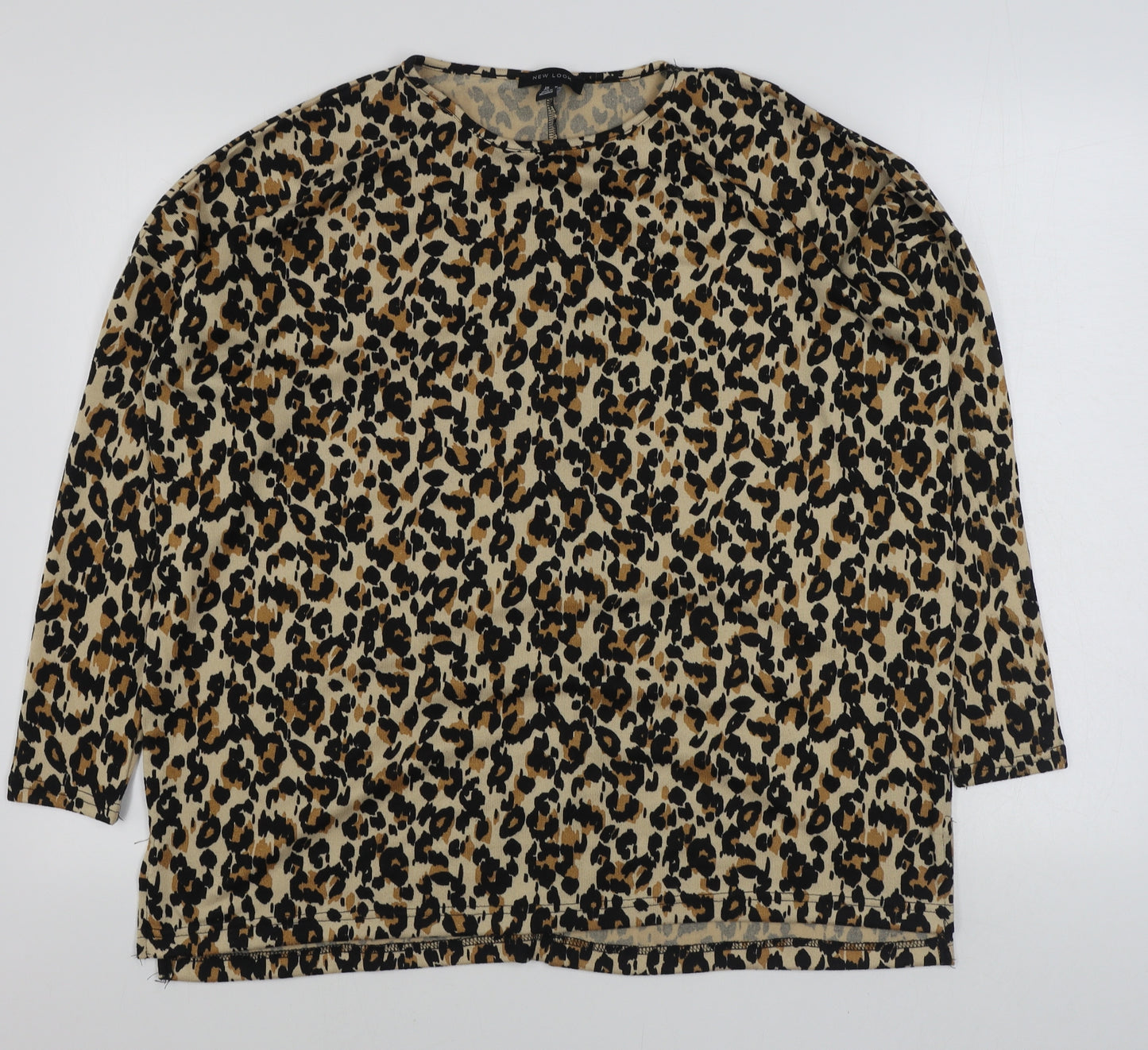 New Look Womens Brown Animal Print Polyester Pullover Sweatshirt Size M  Pullover