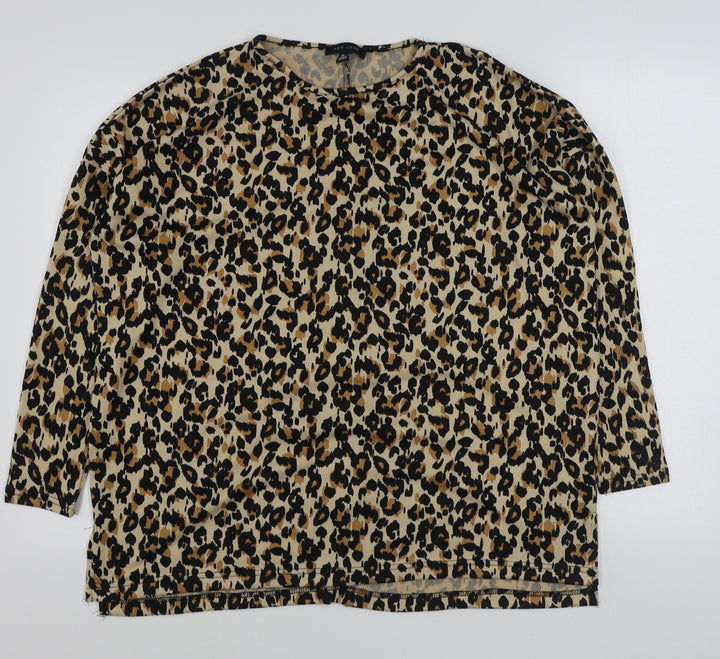 New Look Womens Brown Animal Print Polyester Pullover Sweatshirt Size M  Pullover