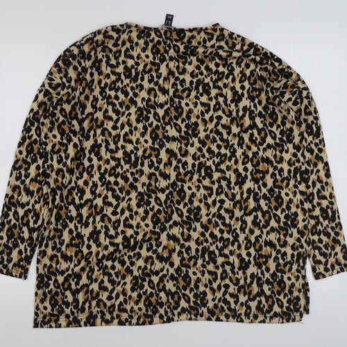 New Look Womens Brown Animal Print Polyester Pullover Sweatshirt Size M  Pullover
