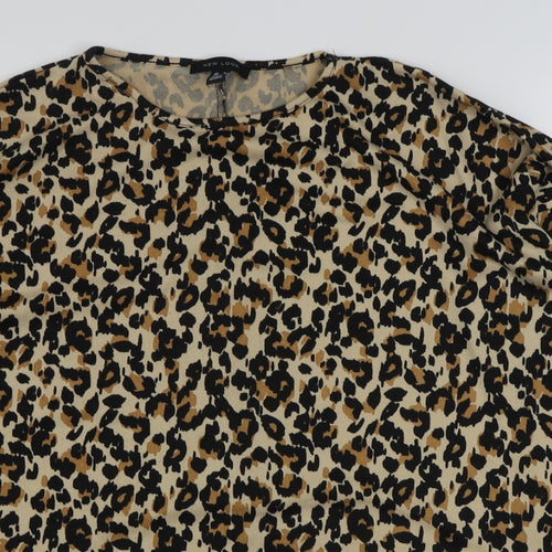 New Look Womens Brown Animal Print Polyester Pullover Sweatshirt Size M  Pullover